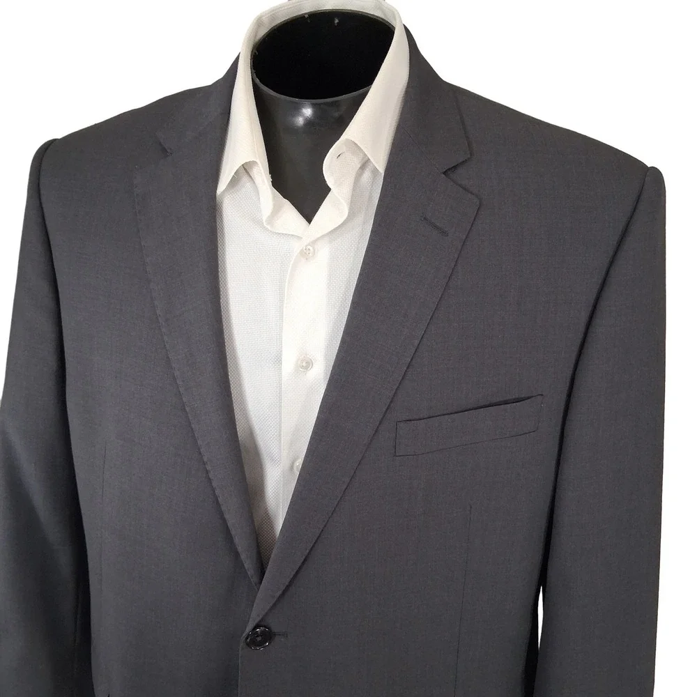 Tiglio Luxe Sport Coat 44S Gray Lanificio Di Biella Wool Blazer Double Vent